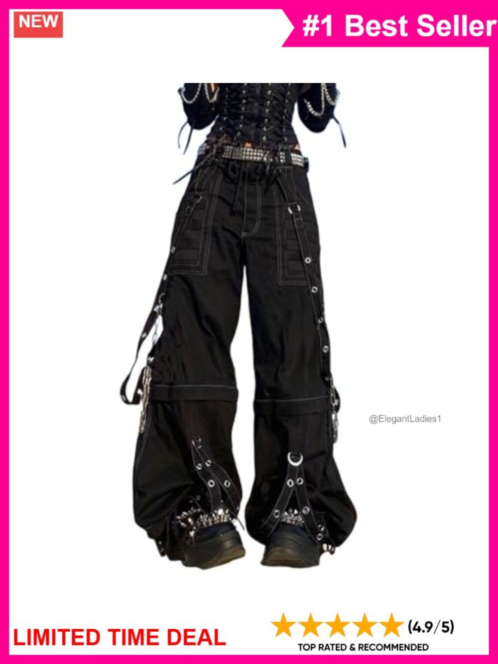 Kodaruber High Waisted Boot Cut Jeans Baggy Streetwear Denim Pants